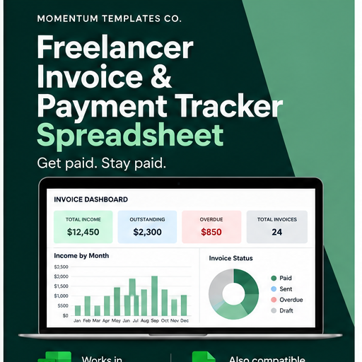 Freelancer Invoice Tracker Spreadsheet for Google Sheets – Invoice & Payment Organizer