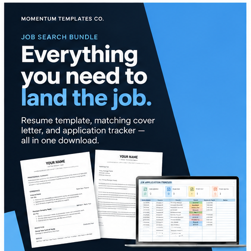 Job Search Bundle – Resume Template, Cover Letter Template & Application Tracker Spreadsheet