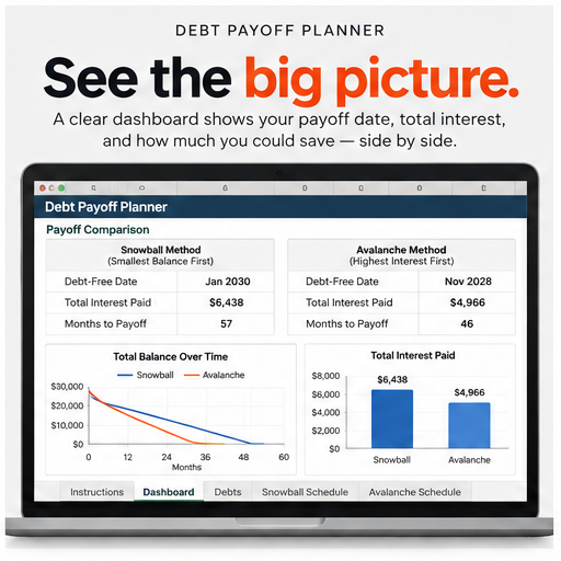 2027 Financial Reset Bundle – Debt Payoff Planner, Monthly Budget & Net Worth Tracker + Impulse Spending Checklist
