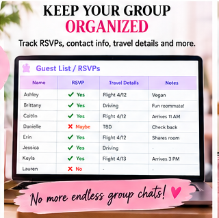 Bachelorette Trip Planner | Google Sheets & Excel