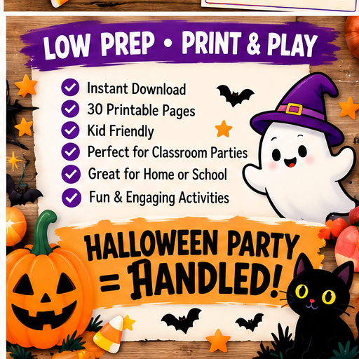 Halloween Party Games Bundle – 11 Printable Kids Games