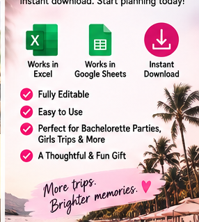Bachelorette Trip Planner | Google Sheets & Excel
