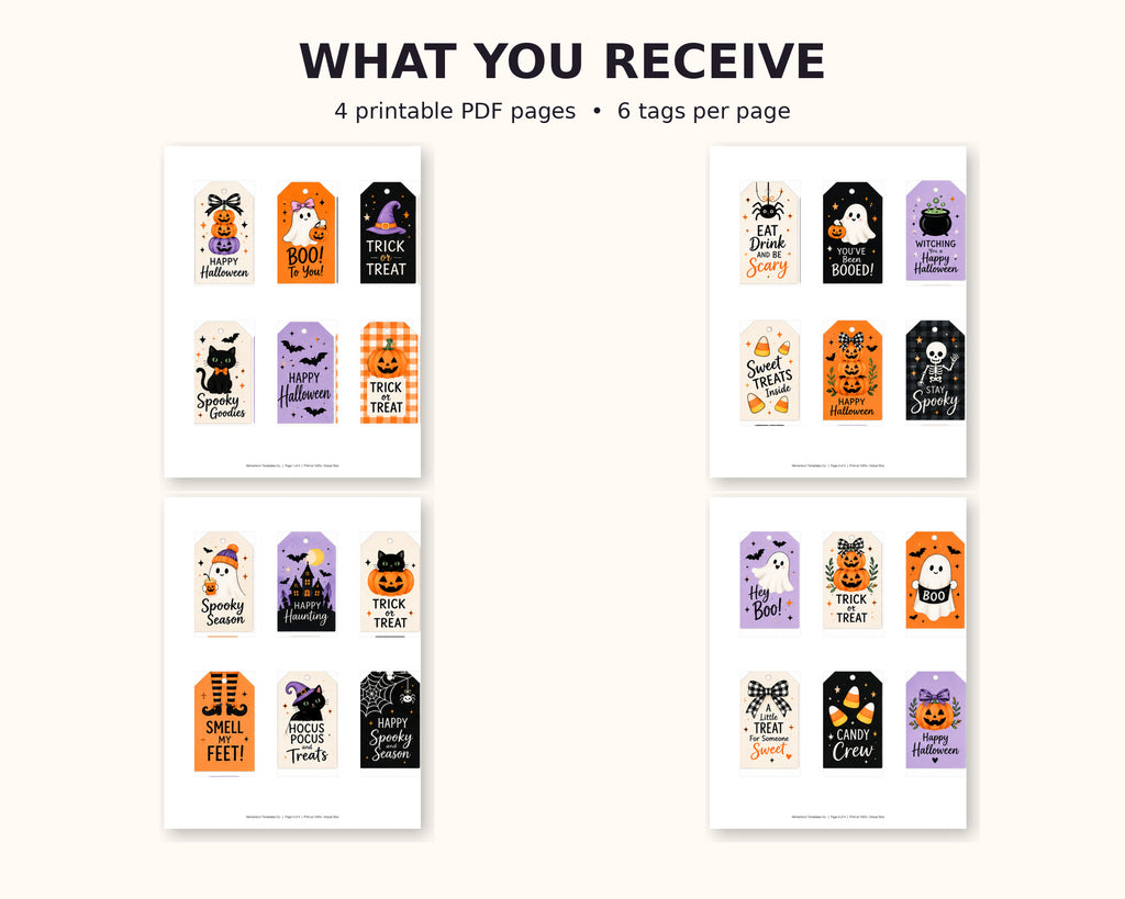 Halloween Gift & Treat Tags – 24 Printable Designs