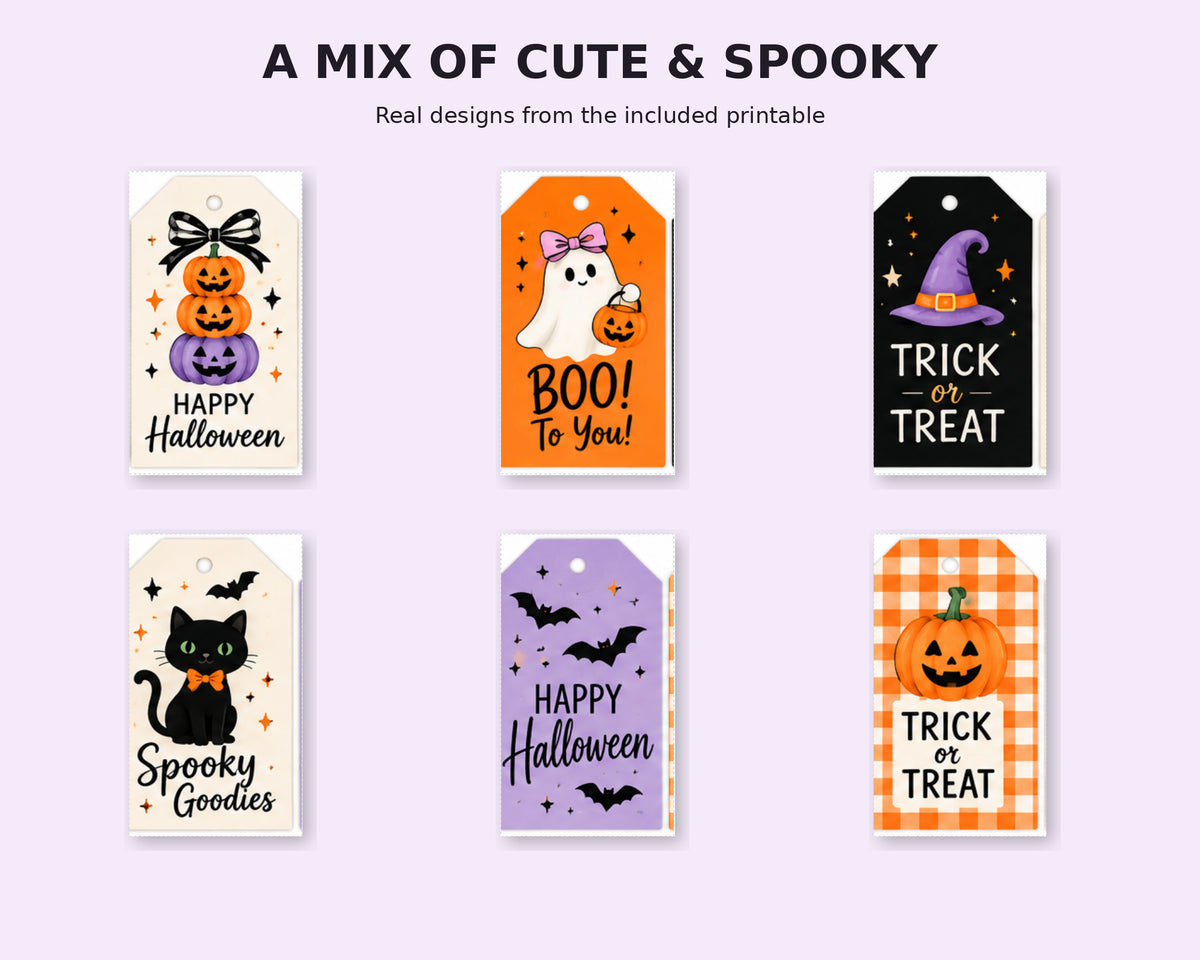 Halloween Gift & Treat Tags – 24 Printable Designs