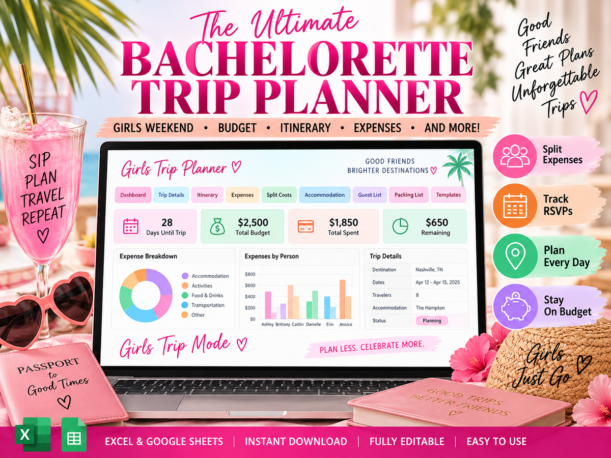 Bachelorette Trip Planner | Google Sheets & Excel