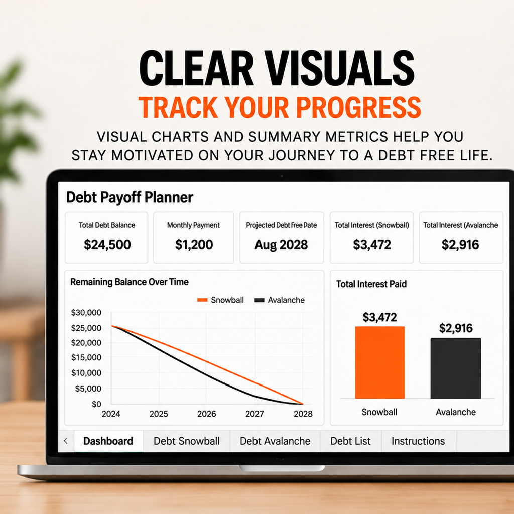 Debt Payoff Planner Spreadsheet for Google Sheets – Snowball & Avalanche Calculator