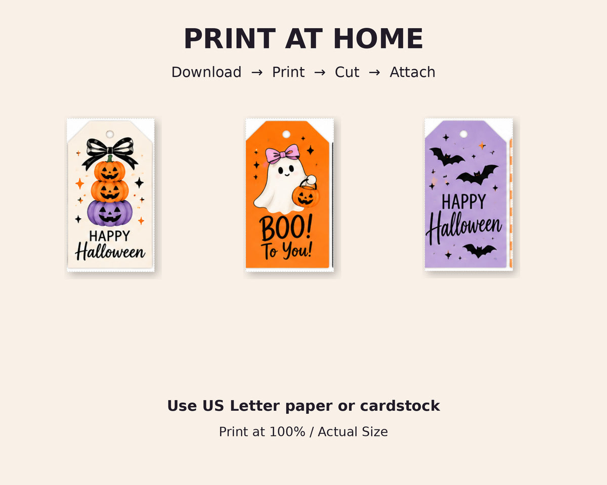 Halloween Gift & Treat Tags – 24 Printable Designs