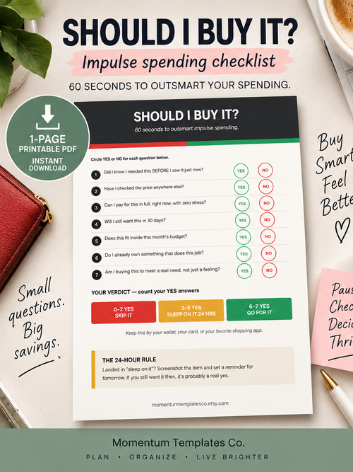 2027 Financial Reset Bundle – Debt Payoff Planner, Monthly Budget & Net Worth Tracker + Impulse Spending Checklist